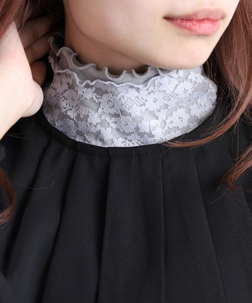 FUNALIVE（ファンアライブ）の「首元綺麗　あったかレースネックカバー（ネックウォーマー/スヌード・レディース・ライトグレー/ブラック・FREE）」の2枚目の写真