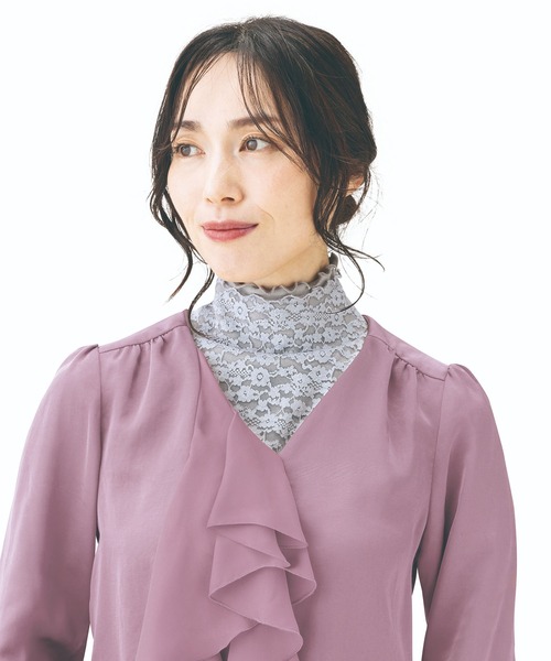 FUNALIVE（ファンアライブ）の「首元綺麗　あったかレースネックカバー（ネックウォーマー/スヌード・レディース・ライトグレー/ブラック・FREE）」の13枚目の写真