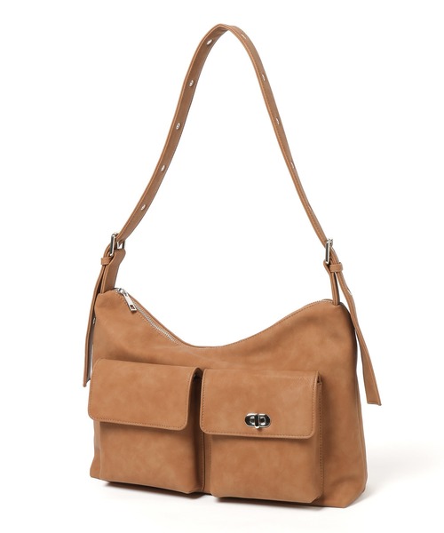 tiny tiny（ティニーティニー）の「ハトメWポケットショルダーバッグ[tiny tiny(ティニーティニー)]（ショルダーバッグ・レディース・ブラック/ブラウン/ダークブラウン/キャメル/アイボリー・FREE）」の12枚目の写真