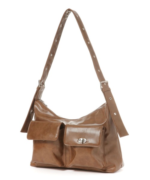 tiny tiny（ティニーティニー）の「ハトメWポケットショルダーバッグ[tiny tiny(ティニーティニー)]（ショルダーバッグ・レディース・ブラック/ブラウン/ダークブラウン/キャメル/アイボリー・FREE）」の14枚目の写真