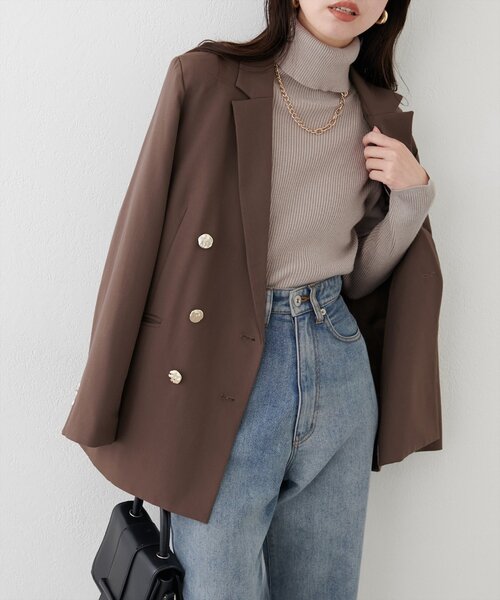 natural couture（ナチュラルクチュール）の「もちもちベーシックリブタートル（ニット/セーター・レディース・ボルドー/オフホワイト/ブルー/チャコールグレー/グレイッシュベージュ/ピンクベージュ/ブラック・FREE）」の4枚目の写真