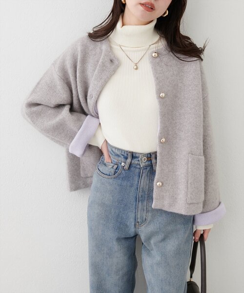 natural couture（ナチュラルクチュール）の「もちもちベーシックリブタートル（ニット/セーター・レディース・ボルドー/オフホワイト/ブルー/チャコールグレー/グレイッシュベージュ/ピンクベージュ/ブラック・FREE）」の12枚目の写真