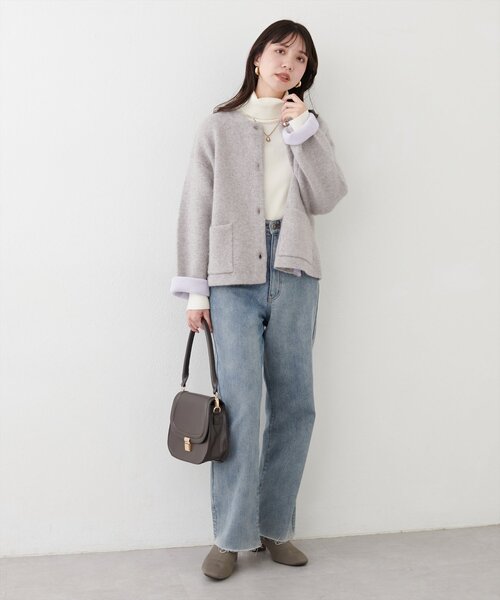 natural couture（ナチュラルクチュール）の「もちもちベーシックリブタートル（ニット/セーター・レディース・ボルドー/オフホワイト/ブルー/チャコールグレー/グレイッシュベージュ/ピンクベージュ/ブラック・FREE）」の13枚目の写真