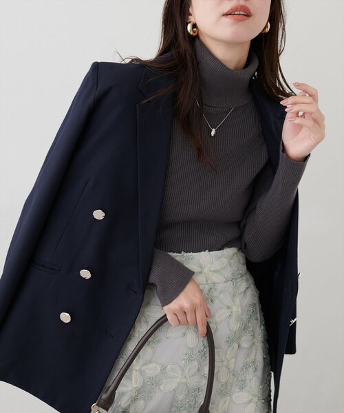 natural couture（ナチュラルクチュール）の「もちもちベーシックリブタートル（ニット/セーター・レディース・ボルドー/オフホワイト/ブルー/チャコールグレー/グレイッシュベージュ/ピンクベージュ/ブラック・FREE）」の18枚目の写真