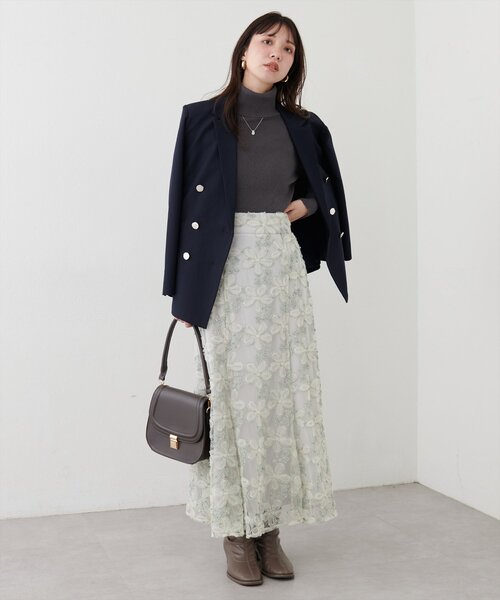 natural couture（ナチュラルクチュール）の「もちもちベーシックリブタートル（ニット/セーター・レディース・ボルドー/オフホワイト/ブルー/チャコールグレー/グレイッシュベージュ/ピンクベージュ/ブラック・FREE）」の19枚目の写真