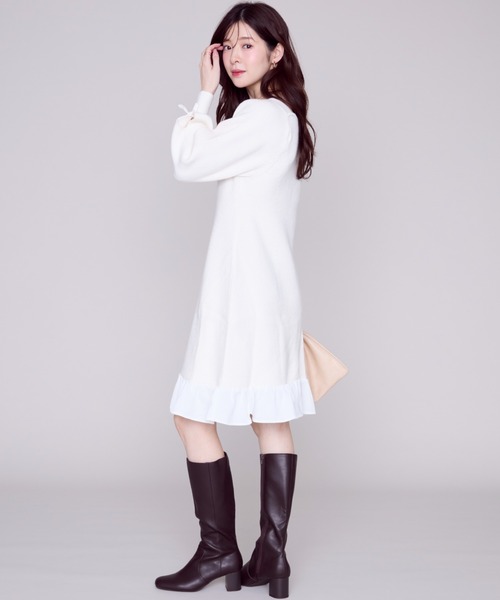 MISCH MASCH(ミッシュマッシュ)の「裾フリルミニニットワンピース/MM447417(ワンピース・レディース・ブルー/ブラック/ホワイト・フリ-)」の6枚目の写真