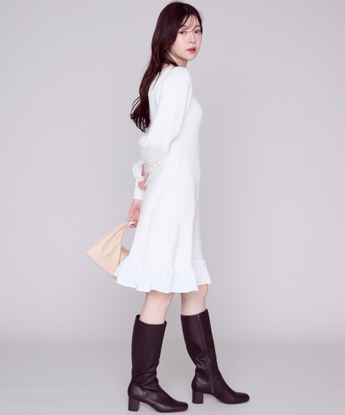 MISCH MASCH(ミッシュマッシュ)の「裾フリルミニニットワンピース/MM447417(ワンピース・レディース・ブルー/ブラック/ホワイト・フリ-)」の8枚目の写真