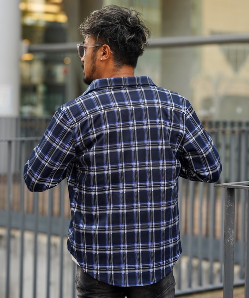 adamsJUGGLER（アダムスジャグラー）の「マチュアチェックロングシャツ（シャツ/ブラウス・メンズ・ブルー/ベージュ・M/L/XL/S）」の20枚目の写真