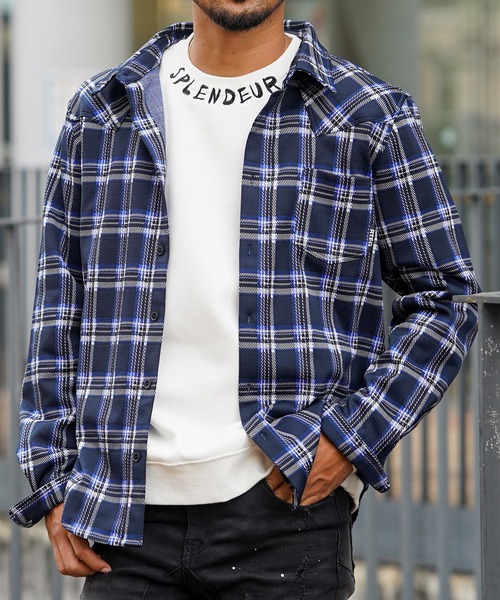 adamsJUGGLER（アダムスジャグラー）の「マチュアチェックロングシャツ（シャツ/ブラウス・メンズ・ブルー/ベージュ・M/L/XL/S）」の21枚目の写真