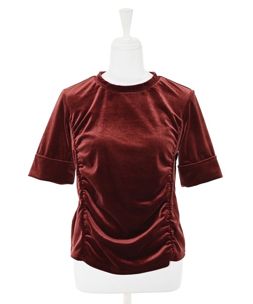 Narcissus(ナルシス)の「【MIDVEIN】ベロアTシャツ(Tシャツ/カットソー・レディース・レッド/ブラック・FREE)」の4枚目の写真