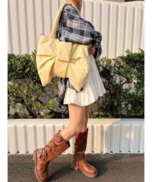 WC（ダブル シー）の「パテッドリボンショルダーバッグ（ショルダーバッグ・レディース・アイボリー/ブラック/レッド・FREE）」の7枚目の写真