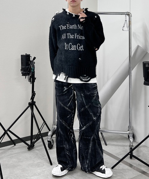 Figments(フィグメンツ)の「Y2Kデストロイニット(ニット/セーター・レディース・ブラック/ブラウン・FREE)」の7枚目の写真