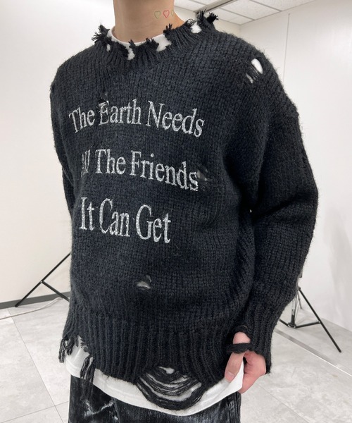 Figments(フィグメンツ)の「Y2Kデストロイニット(ニット/セーター・レディース・ブラック/ブラウン・FREE)」の6枚目の写真