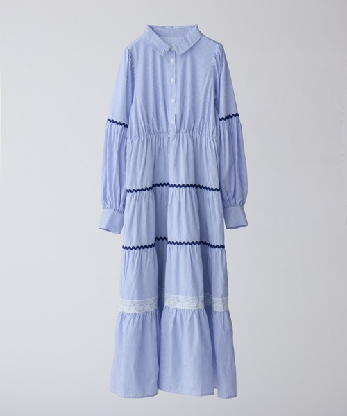 idem（イデム）の「waving stripe onepiece / ティアードストライプ 