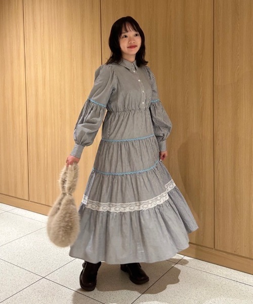 idem ワンピース idem（イデム）の「waving stripe onepiece / ティアードストライプ
