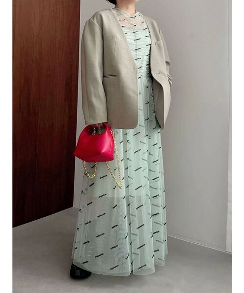 OUNNOUN（オウンノウン）の「【OUNNOUN】ロゴプリントチュールワンピース（ワンピース・レディース・ブラック/ベージュ/ミント・MEDIUM/SMALL）」の14枚目の写真