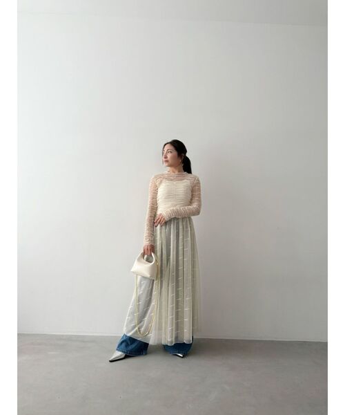 OUNNOUN（オウンノウン）の「【OUNNOUN】ロゴプリントチュールワンピース（ワンピース・レディース・ブラック/ベージュ/ミント・MEDIUM/SMALL）」の15枚目の写真