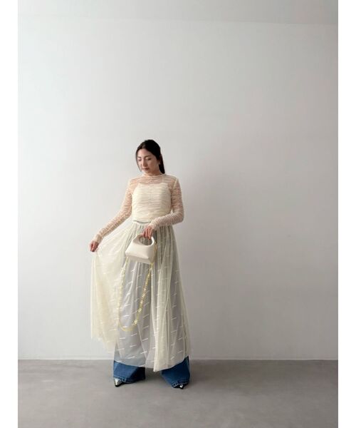 OUNNOUN（オウンノウン）の「【OUNNOUN】ロゴプリントチュールワンピース（ワンピース・レディース・ブラック/ベージュ/ミント・MEDIUM/SMALL）」の16枚目の写真