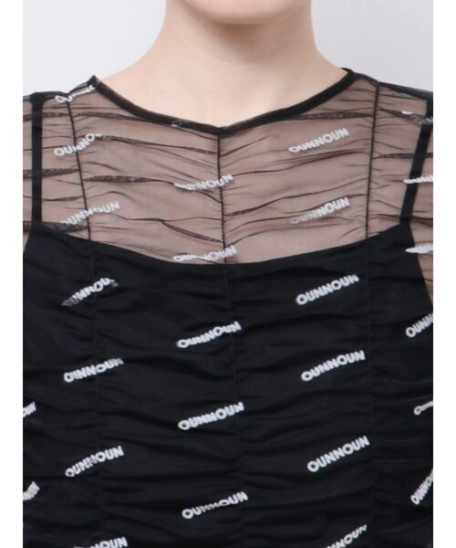 OUNNOUN（オウンノウン）の「【OUNNOUN】ロゴプリントチュールワンピース（ワンピース・レディース・ブラック/ベージュ/ミント・MEDIUM/SMALL）」の4枚目の写真
