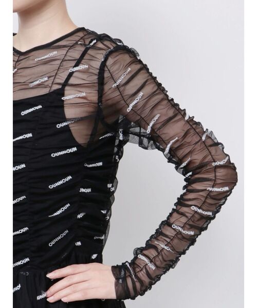 OUNNOUN（オウンノウン）の「【OUNNOUN】ロゴプリントチュールワンピース（ワンピース・レディース・ブラック/ベージュ/ミント・MEDIUM/SMALL）」の5枚目の写真