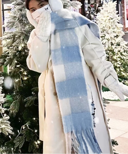 セール】チェック柄配色マフラー（マフラー）｜AsheKsha