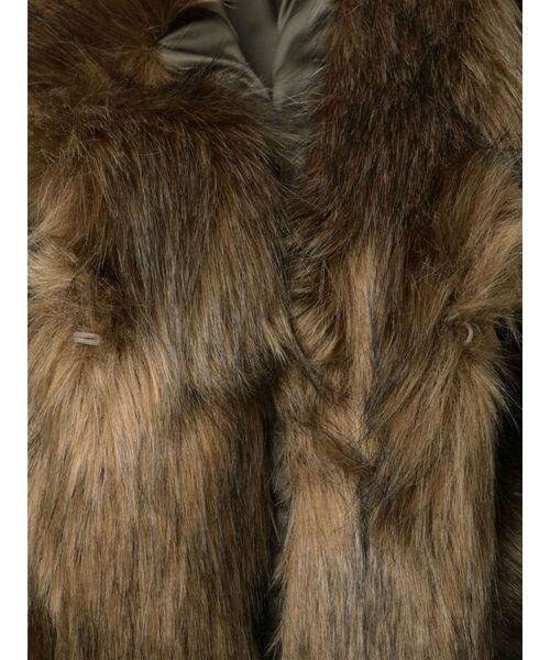 MURUA フェイクファーラインジャガードコート ブラウン ムルーア MURUA フェイクファーラインジャガードコート