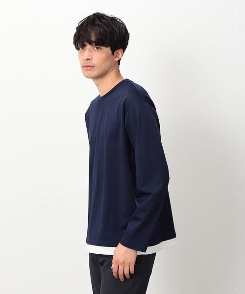 COMME CA ISM(コムサイズム)の「ストレッチポンチ フェイクレイヤードTシャツ(Tシャツ/カットソー・メンズ・ホワイト/ネイビー/ブルー/ブラック・MEDIUM/LARGE)」の3枚目の写真