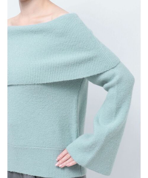 LAGUNAMOON（ラグナムーン）の「オフショルフレアスリーブニットプルオーバー（ニット/セーター・レディース・ミント/チャコールグレー/アイボリー・FREE）」の12枚目の写真