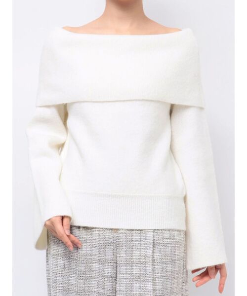 LAGUNAMOON（ラグナムーン）の「オフショルフレアスリーブニットプルオーバー（ニット/セーター・レディース・ミント/チャコールグレー/アイボリー・FREE）」の22枚目の写真