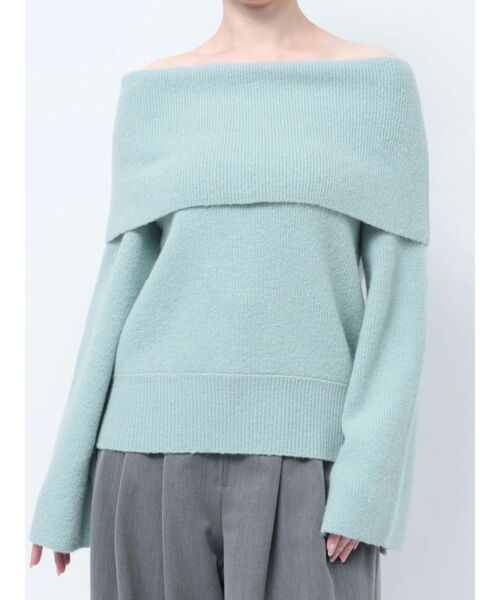 LAGUNAMOON（ラグナムーン）の「オフショルフレアスリーブニットプルオーバー（ニット/セーター・レディース・ミント/チャコールグレー/アイボリー・FREE）」の5枚目の写真