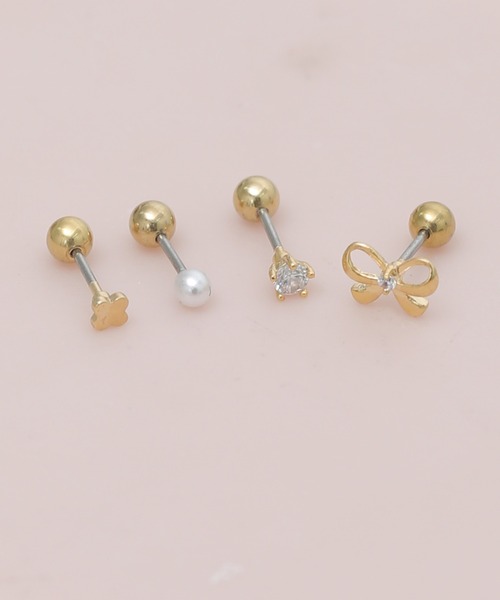 LINFA (リンファ)の「サージカルステンレス316L ビジューピアスセット3(ピアス(片耳用)・レディース・H/C/D/E/F/B/I/A/G・FREE)」の4枚目の写真