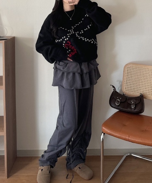 nemne store（ネンネストア）の「【seoup】アスキーニット（ニット/セーター・レディース・ブラック系/イエロー系/レッド系/ホワイト系・SMALL/MEDIUM）」の9枚目の写真