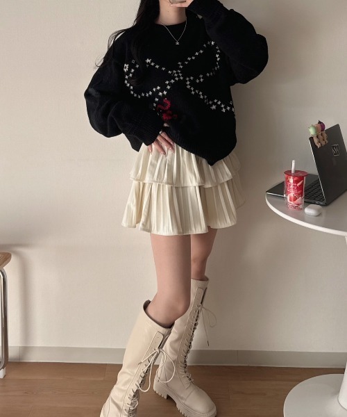 nemne store（ネンネストア）の「【seoup】アスキーニット（ニット/セーター・レディース・ブラック系/イエロー系/レッド系/ホワイト系・SMALL/MEDIUM）」の11枚目の写真