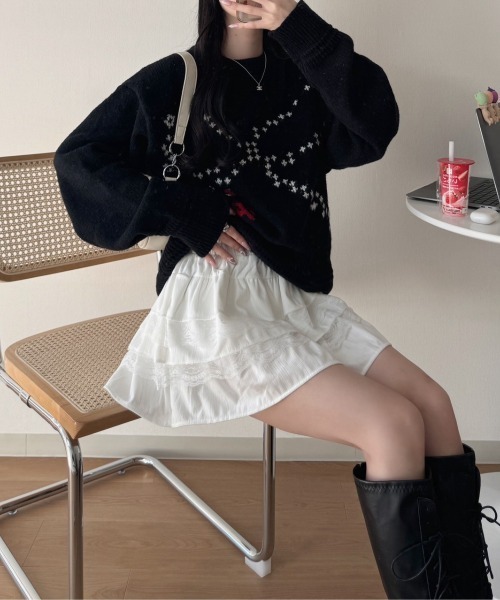 nemne store（ネンネストア）の「【seoup】アスキーニット（ニット/セーター・レディース・ブラック系/イエロー系/レッド系/ホワイト系・SMALL/MEDIUM）」の10枚目の写真