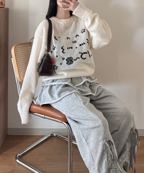 nemne store（ネンネストア）の「【seoup】アスキーニット（ニット/セーター・レディース・ブラック系/イエロー系/レッド系/ホワイト系・SMALL/MEDIUM）」の6枚目の写真