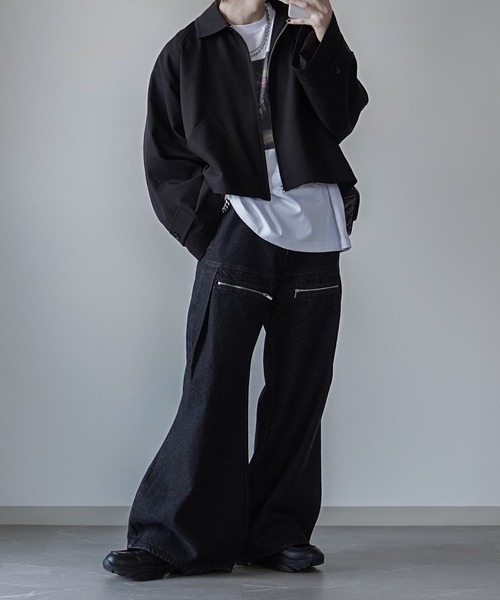 ELLUV（エルブ）の「【ELLUV/エルヴ】13ozヴィンテージデニム ジップギミック サイドタックフレアパンツ（デニムパンツ・メンズ・ライトインディゴブルー/ブラック/グレー・S/L/M）」の8枚目の写真