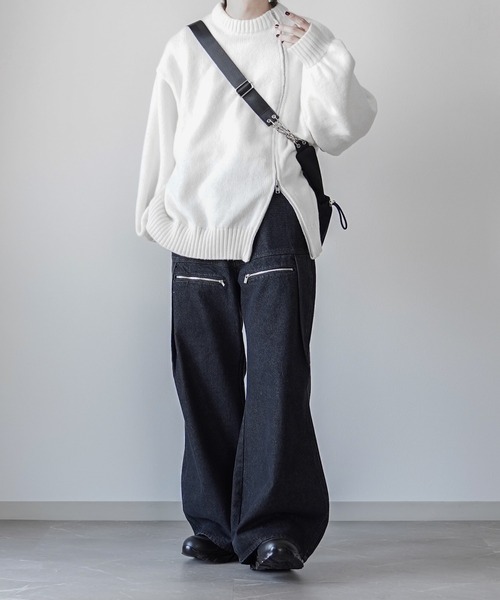 ELLUV（エルブ）の「【ELLUV/エルヴ】13ozヴィンテージデニム ジップギミック サイドタックフレアパンツ（デニムパンツ・メンズ・ライトインディゴブルー/ブラック/グレー・S/L/M）」の10枚目の写真