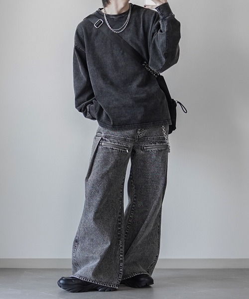 ELLUV（エルブ）の「【ELLUV/エルヴ】13ozヴィンテージデニム ジップギミック サイドタックフレアパンツ（デニムパンツ・メンズ・ライトインディゴブルー/ブラック/グレー・S/L/M）」の13枚目の写真