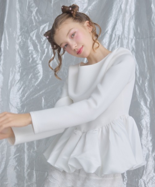 monepine(モネピネ)の「balloon layered sweat/バルーンレイヤードスウェット(スウェット・レディース・グレー/ホワイト・2/1)」の22枚目の写真