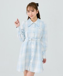 チェックミニシャツワンピース