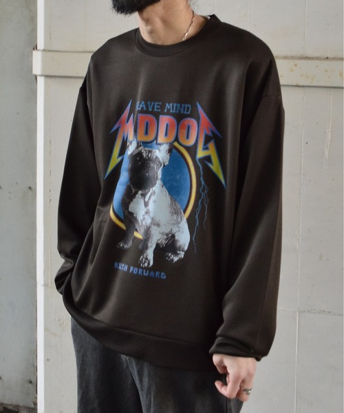 MODISH GAZE(モディシュガゼ)の「【MODISH GAZE】MAD DOG裏毛スウェット(スウェット・メンズ・アッシュグレー/チャコールグレー/ブラック系/オフホワイト・LARGE/MEDIUM)」の5枚目の写真