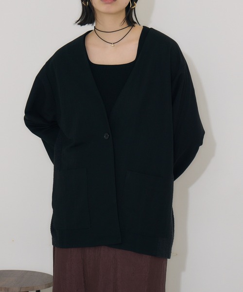 Paradise Picnic(パラダイスピクニック)の「ESPEYRAC バック切替ノーカラージャケット(ノーカラージャケット・レディース・ブラック/ホワイト・FREE)」の7枚目の写真