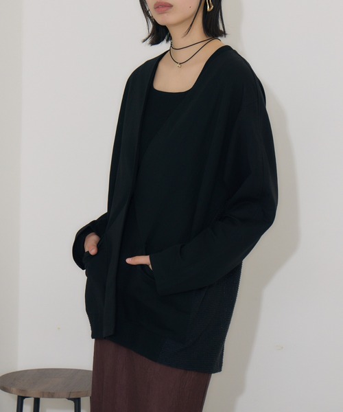 Paradise Picnic(パラダイスピクニック)の「ESPEYRAC バック切替ノーカラージャケット(ノーカラージャケット・レディース・ブラック/ホワイト・FREE)」の6枚目の写真