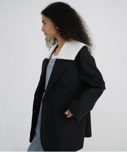 CLANE（クラネ）の「SAILOR COLLAR TAILORED JACKET（テーラードジャケット・レディース・ストライプ/ネイビー・1/2）」の22枚目の写真