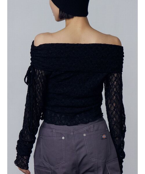 EAMANNO SCERVINO スエット　レース　オフショルダー　黒 EAMANNO SCERVINO スエットレースオフショルダー黒