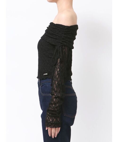 THE AIR TOWN 黒 レース オフショルダー トップス THE AIR TOWN 黒 レース オフショルダー トップス THE AIR TOWN