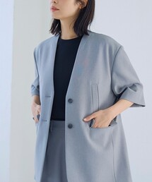 ノーカラー ハーフスリーブ ジャケット
