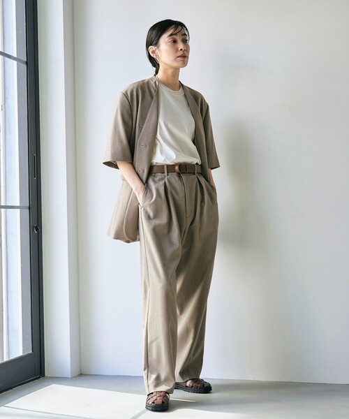 RONEL(ロネル)の「ノーカラー ハーフスリーブ ジャケット(ノーカラージャケット・レディース・ブラック/ライトブルー/ベージュ・S/M/L)」の5枚目の写真