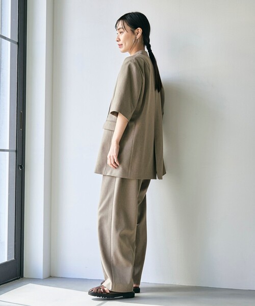 RONEL(ロネル)の「ノーカラー ハーフスリーブ ジャケット(ノーカラージャケット・レディース・ブラック/ライトブルー/ベージュ・S/M/L)」の7枚目の写真