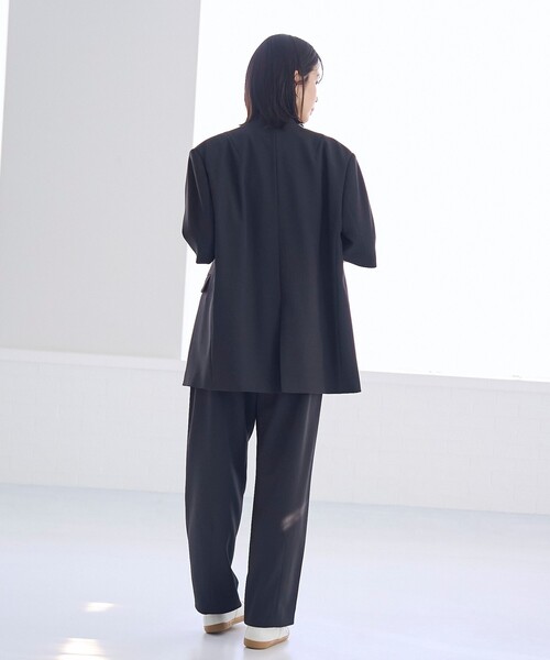 RONEL(ロネル)の「ノーカラー ハーフスリーブ ジャケット(ノーカラージャケット・レディース・ブラック/ライトブルー/ベージュ・S/M/L)」の15枚目の写真